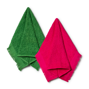 FUCHSIA/EMERALD 2PK PLAIN FRINGE GUEST TOWEL-PINK-30X45 CM