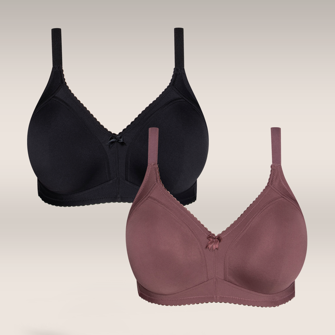 2PK STYLED MFRAME BRA SML PLAIN BLACK MOCCA-BLACK-38 C