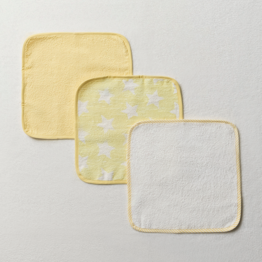 STARS LEMON 3PK FACE CLOTH JACQ-CANARY YELLOW-ONE SIZE