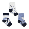 BLUE DINOS 3PK TB SOCKS-MID BLUE-3 - 5 1/2