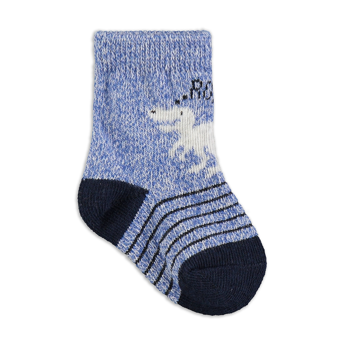 BLUE DINOS 3PK TB SOCKS-MID BLUE-3 - 5 1/2