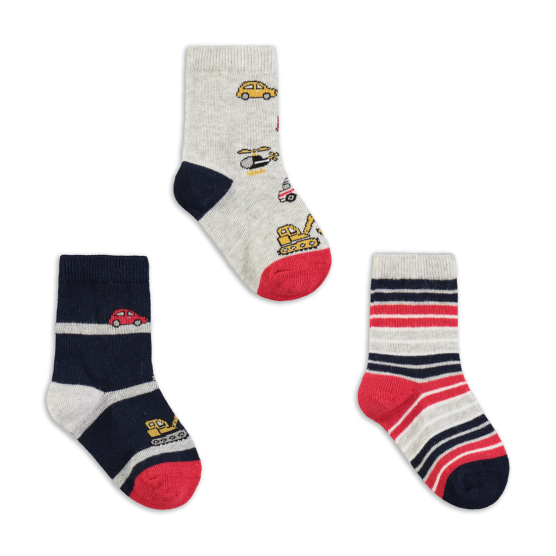 NAUTICAL CARS 3PK TB SOCKS-ASSORTED-3 - 5 1/2