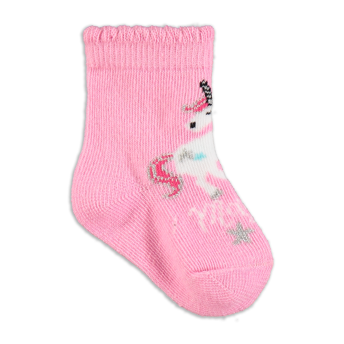 BRIGHT PINK UNICORN 3PK TG SOCKS-ASSORTED-3 - 5 1/2