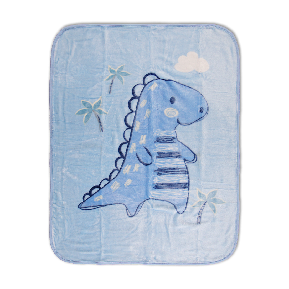 BLUE DINO MINK BLANKET-MID BLUE-100X130 CM