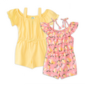 bubblegum pink and yellow lemon 2pk knit shortall-PINK-6-12 MTHS