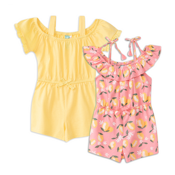 bubblegum pink and yellow lemon 2pk knit shortall-PINK-6-12 MTHS