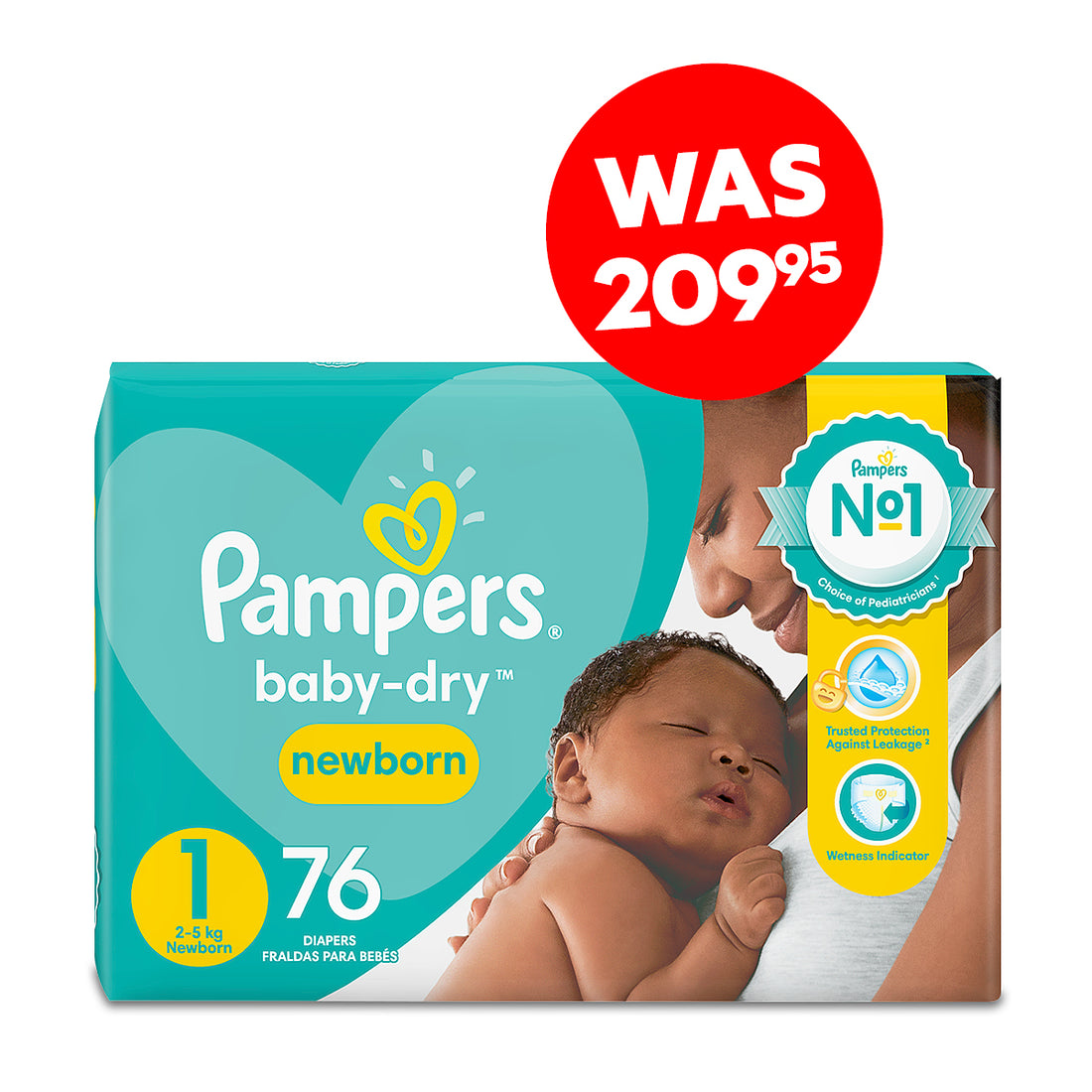 PAMPERS NAPPIES VP SIZE 1 NEW BORN 76-NO COLOUR-NEW BORN