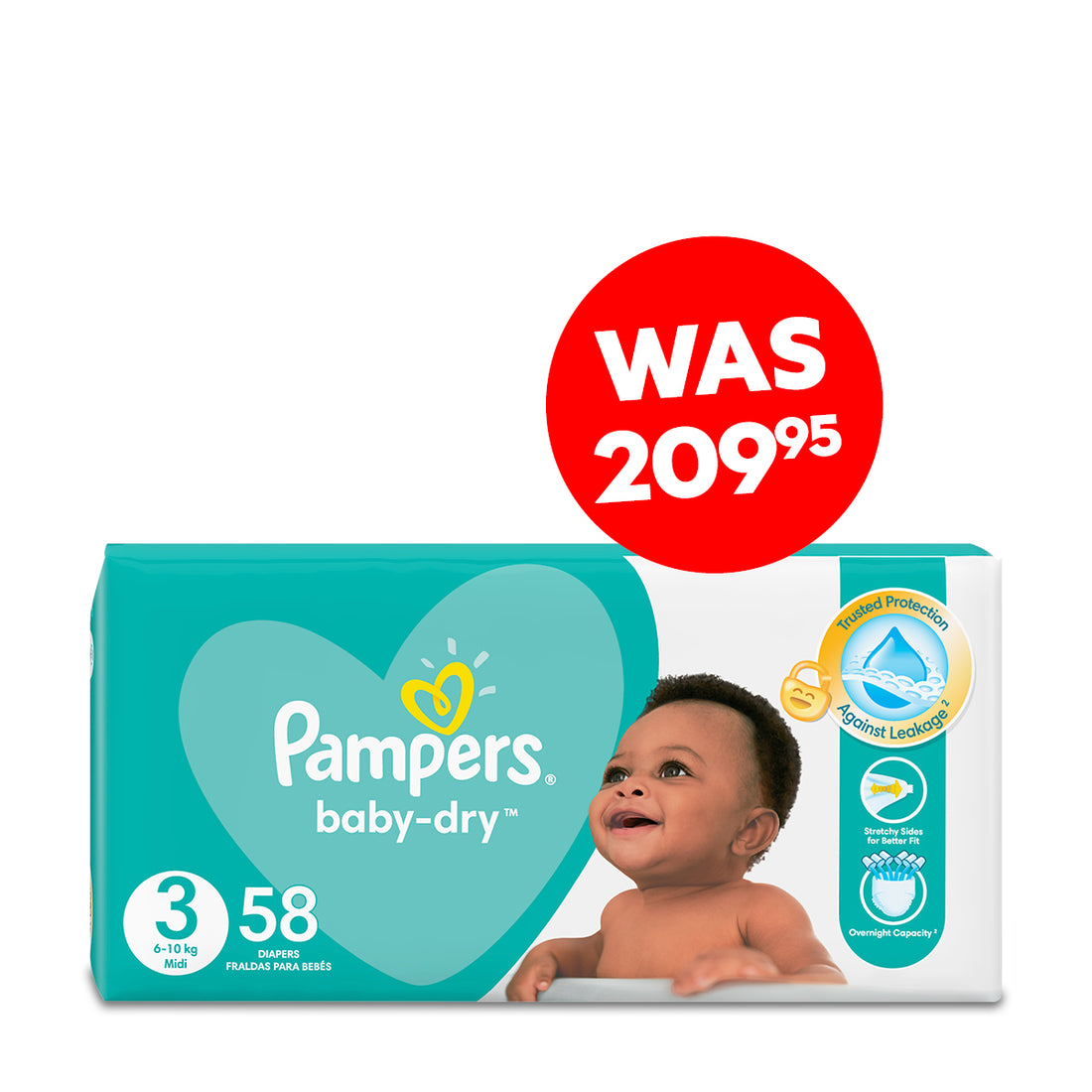 PAMPERS NAPPIES VP SIZE 3 MIDI 58-NO COLOUR-MIDI