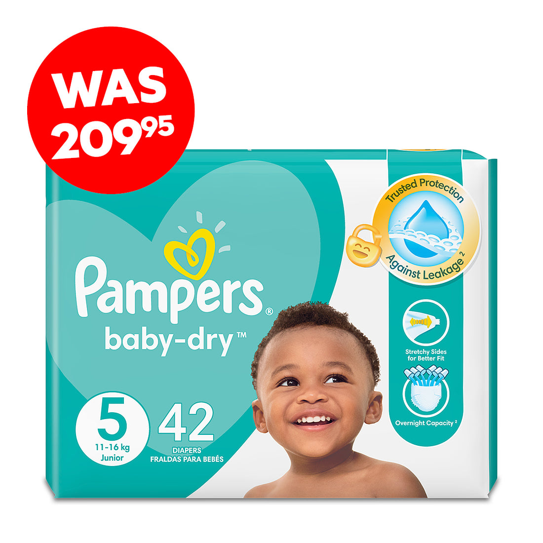 PAMPERS NAPPIES VP SIZE 5 JUNIOR 42-NO COLOUR-JUNIOR