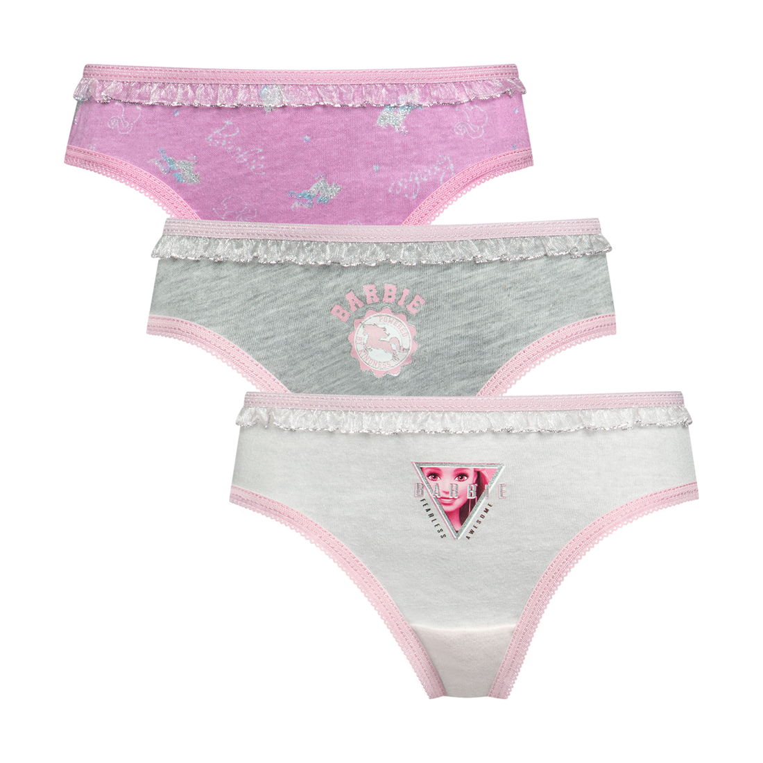 PG 3PK BIKINI ST BARBIE W22-LIGHT PINK-6-7 YRS