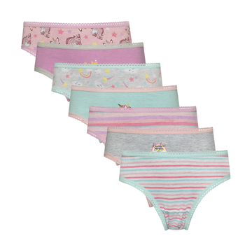 PG 7PK PRINTED BIKINI UNICORNS W22-LIGHT PINK-4-5 YRS