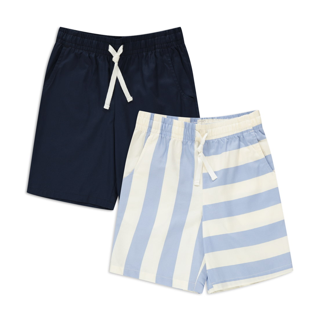 2 Pack stripe woven shorts navy and light blue-MULTI-9-10 YRS