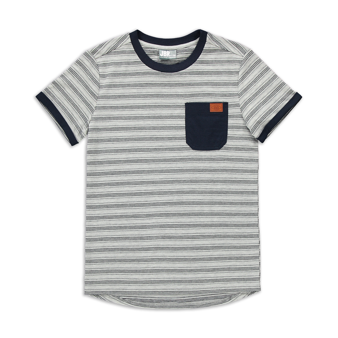 Jacquard ss t-shirt plain fashion navy-NAVY-7-8 YRS