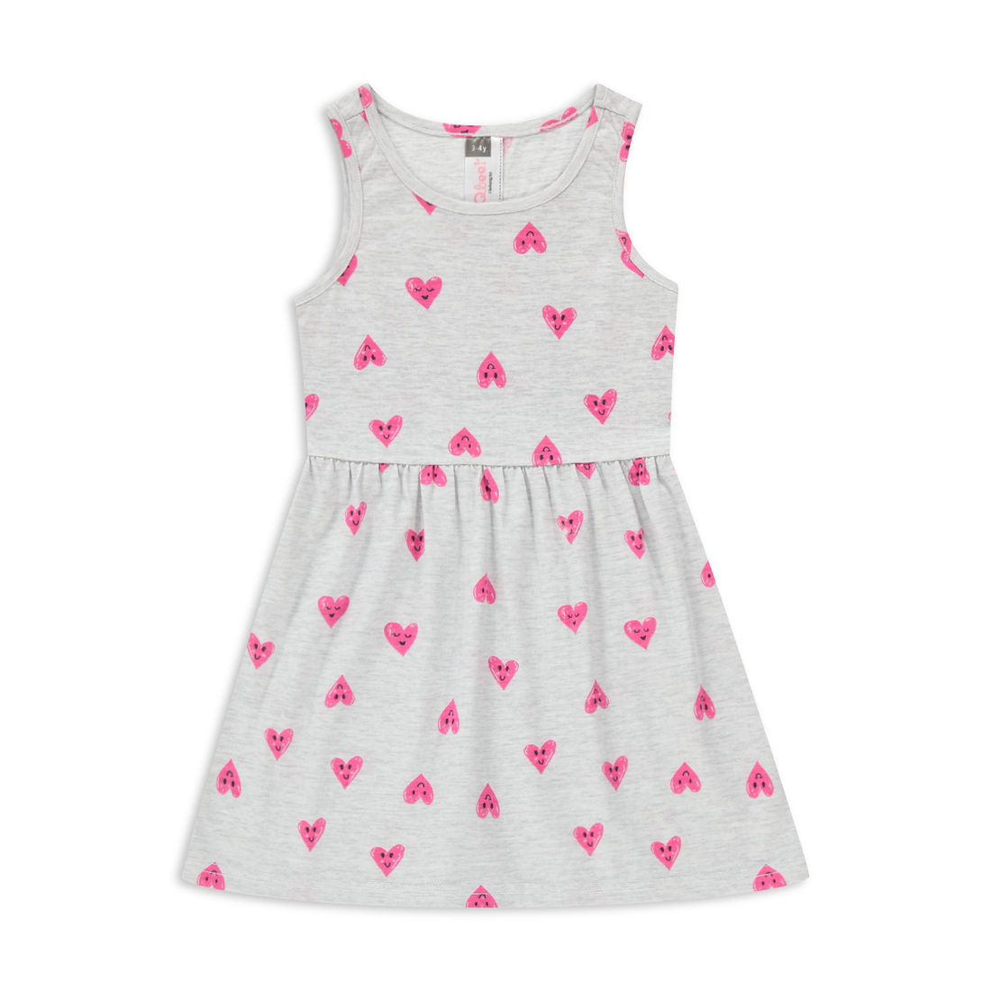 2 Pack dresses hearts grey melange and pink-GREY MELANGE-3-4 YRS