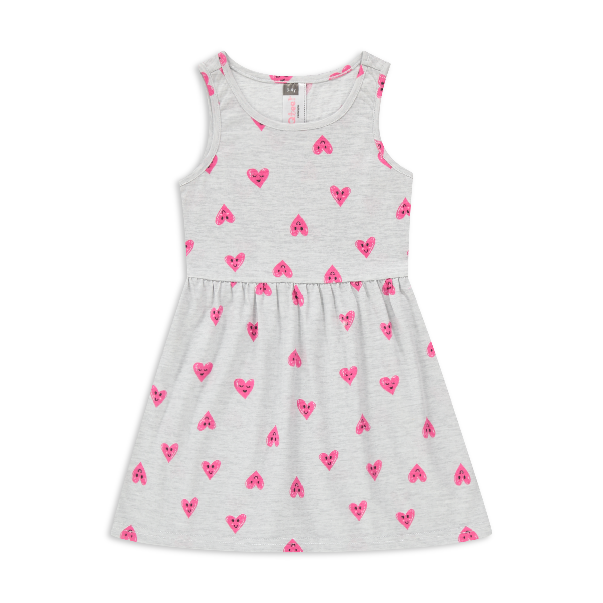 2 Pack dresses hearts grey melange and pink-GREY MELANGE-3-4 YRS (1)