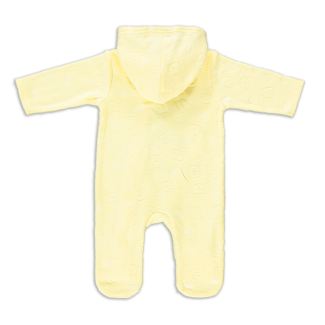 BEAR YELLOW EMBOSSED HOODED MF BG WITH ZIP UNI-LEMON-0-3 MTHS