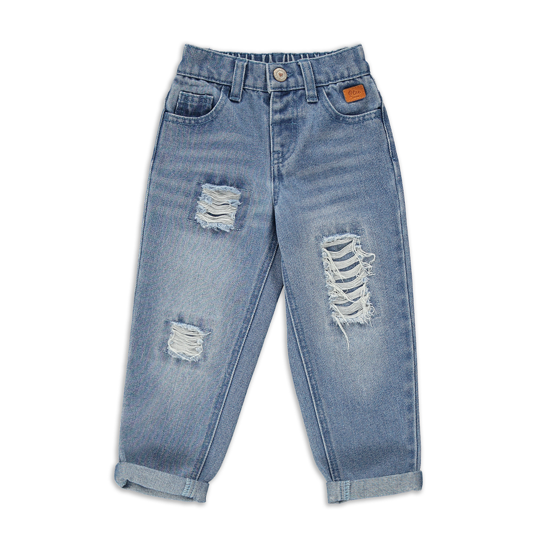 Mini Mom Abrasion Denim Mid Wash-MID BLUE-8-9 YRS