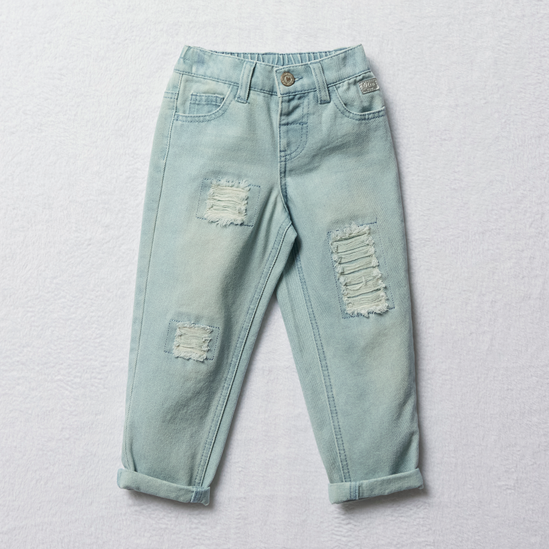 Mini Mom Abrasion Denim Light Wash-LIGHT BLUE-3-4 YRS