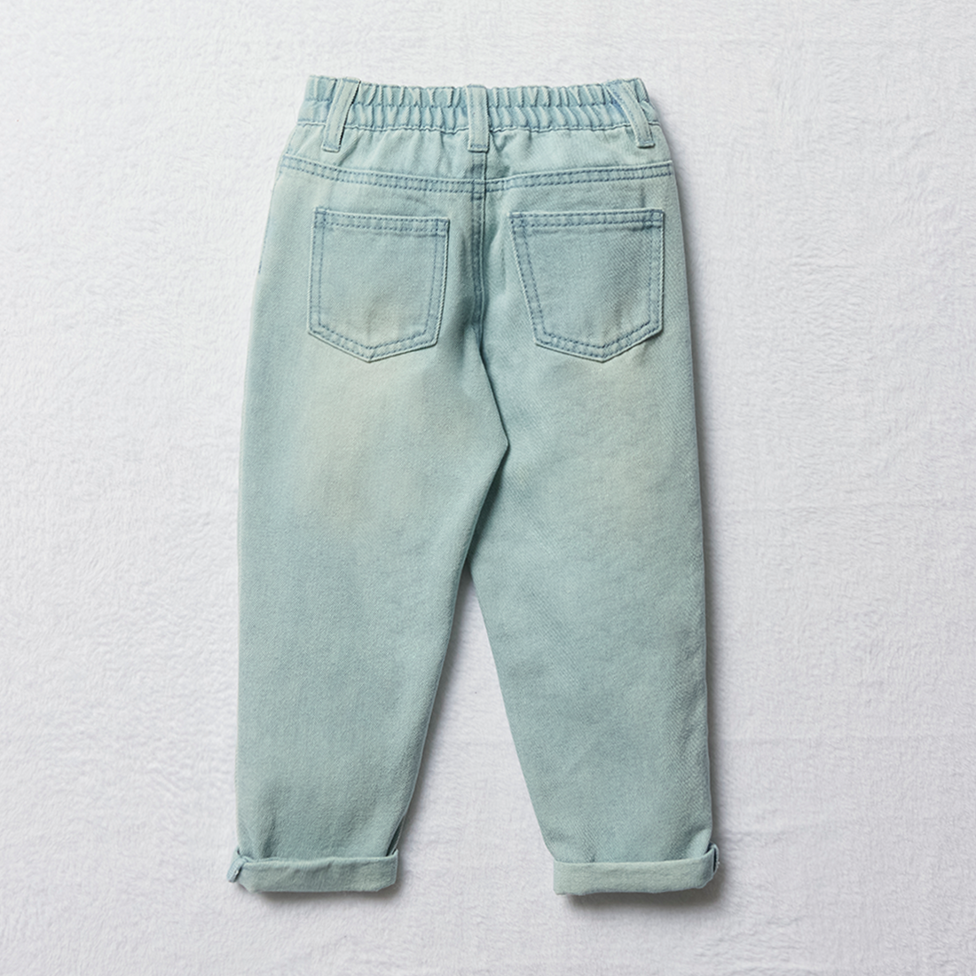 Mini Mom Abrasion Denim Light Wash-LIGHT BLUE-3-4 YRS