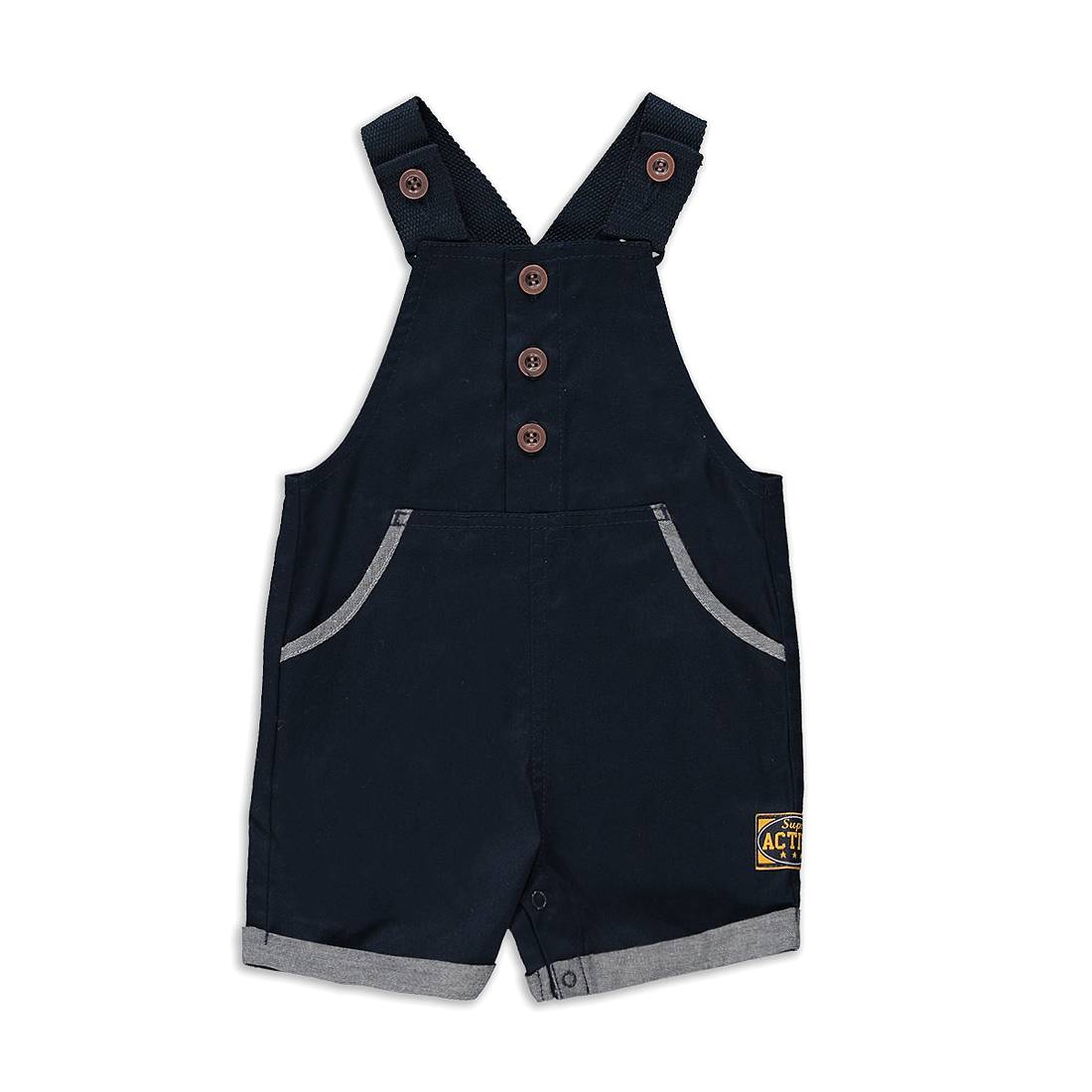 Placket twill dungaree and t-shirt navy yolk yello-NAVY-3-6 MTHS