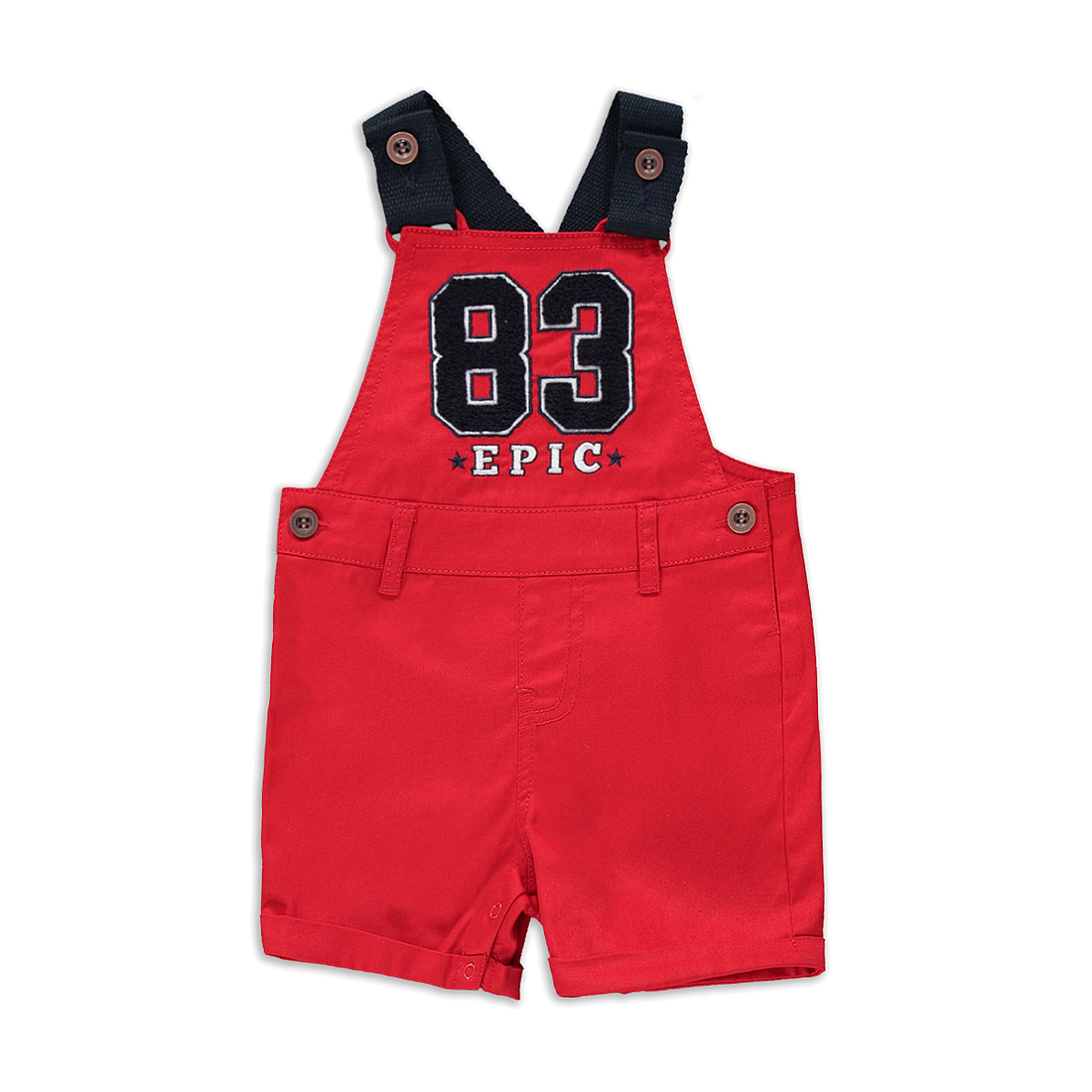 Embroidered twill dungaree and stripe t-shirt red-RED-3-6 MTHS