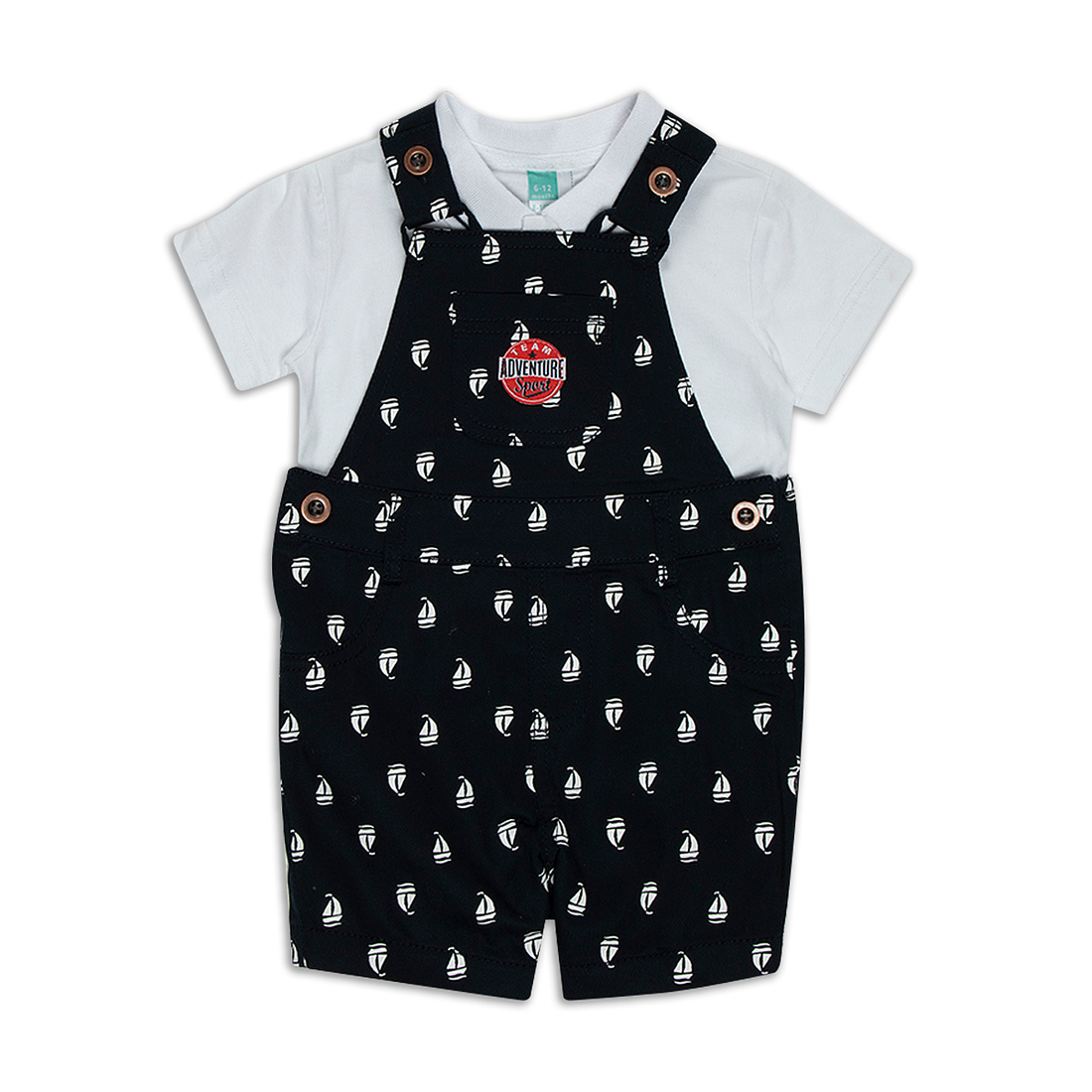 Printed dungaree and golfer set navy white-NAVY-3-6 MTHS