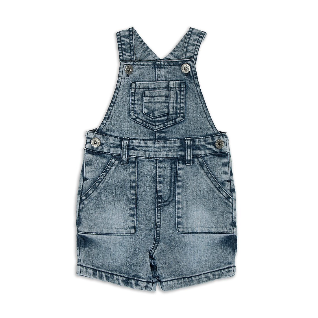 Stretch denim dungarees med denim-MID BLUE-6-12 MTHS