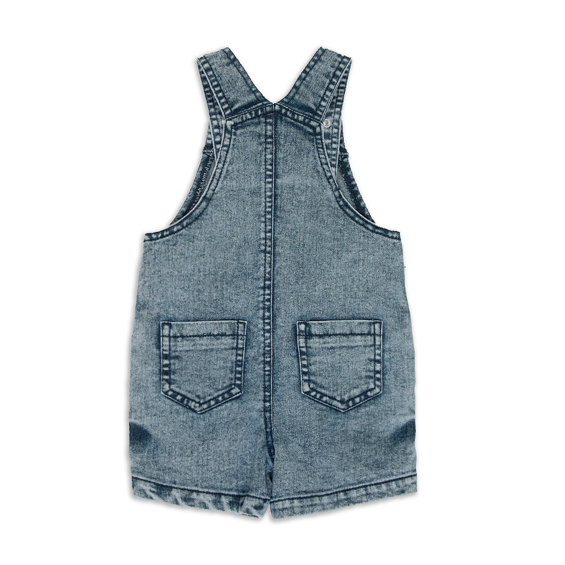 Stretch denim dungarees med denim-MID BLUE-6-12 MTHS