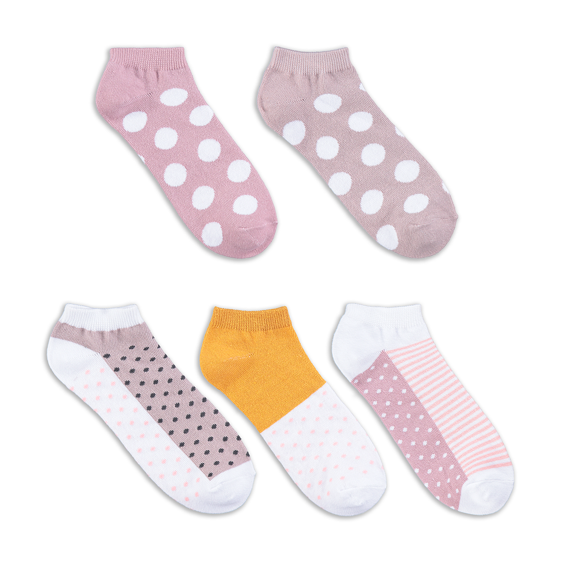 5 Pack lowcut pink spot-LIGHT PINK-FIT ALL