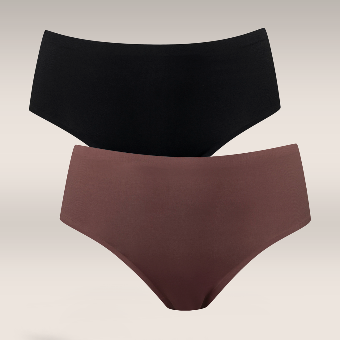 2 Pack bonded brief panty black and mocha-BLACK-L