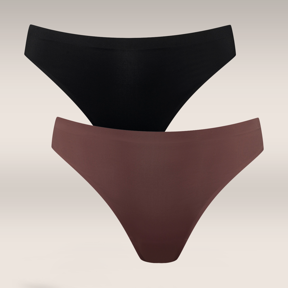 2 Pack bonded thong panty black and mocha-BLACK-L