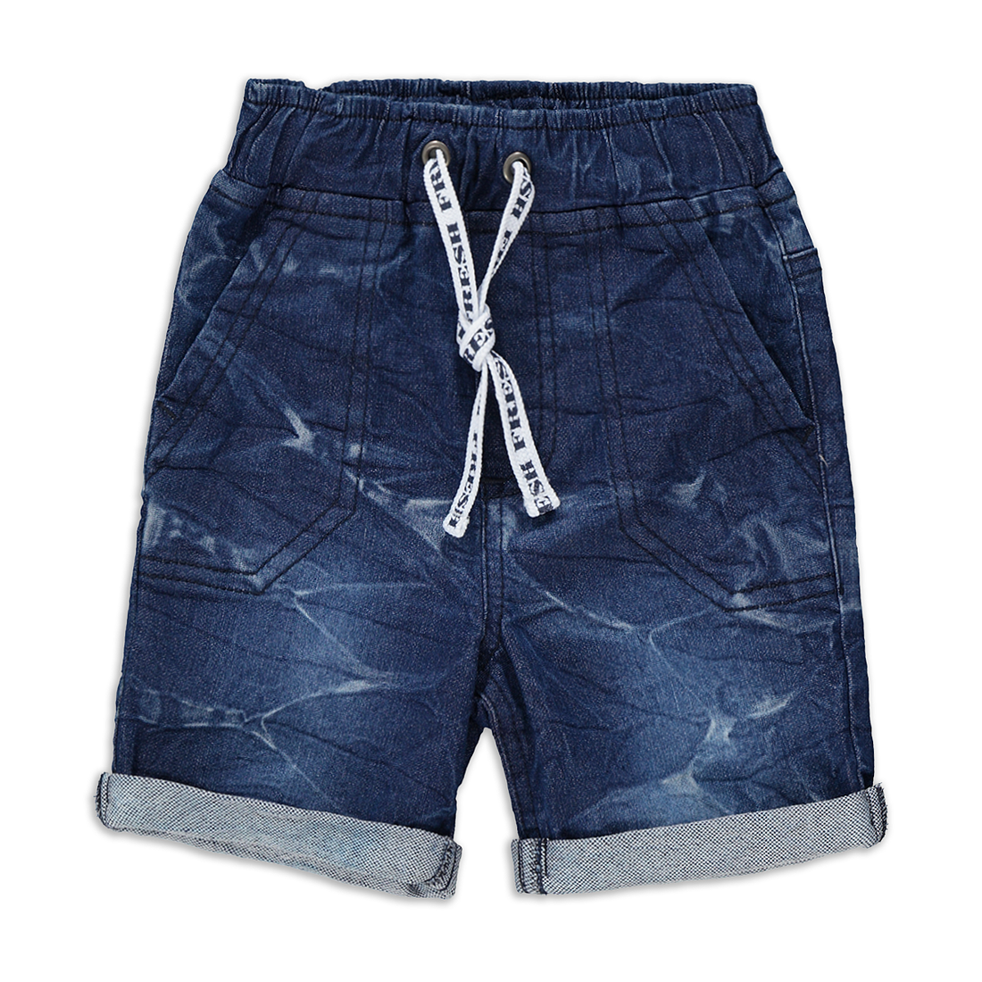 Basic knit denim short snow wash indigo-INDIGO-6-12 MTHS