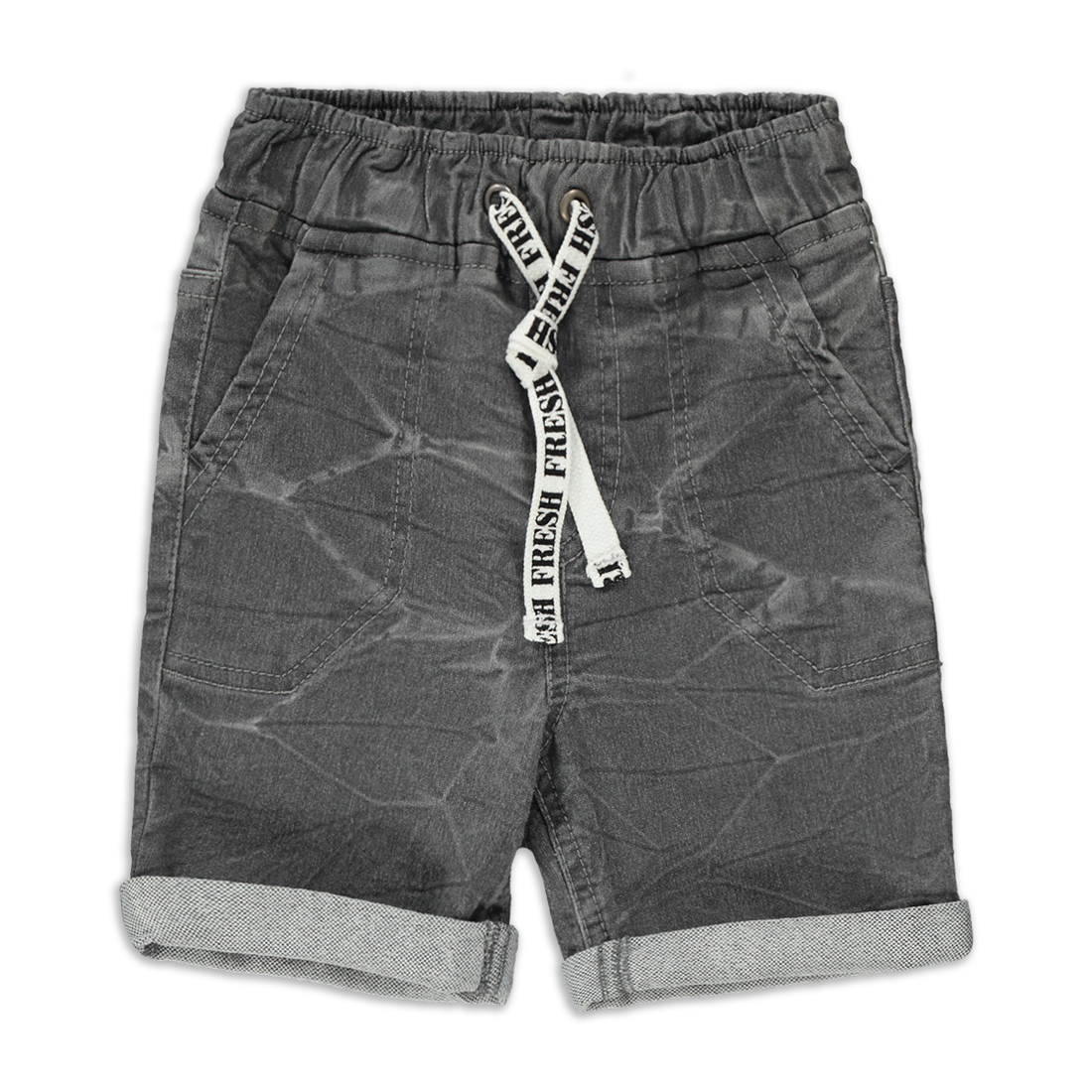 Basic knit denim short snow wash grey-DARK GREY-6-12 MTHS