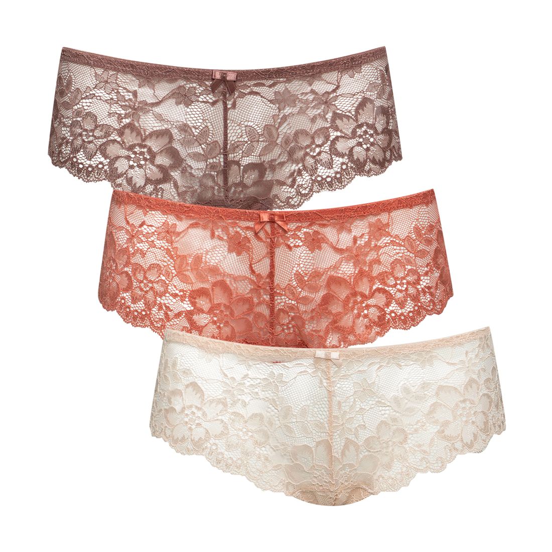 3 pack boyleg lace coral choc nude-CORAL-M