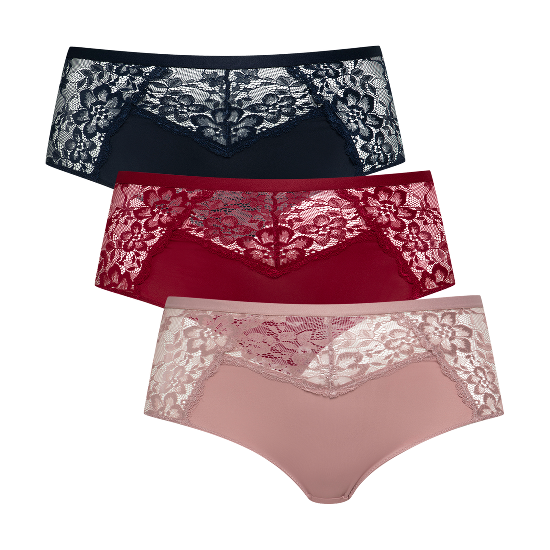 3 pack brief lace charcoal mauve  berry-NAVY-L