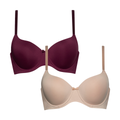 2PACK SML BALCONETTE BRA RHUBARB MOONLIGHT BLUE-BURGUNDY-36 B