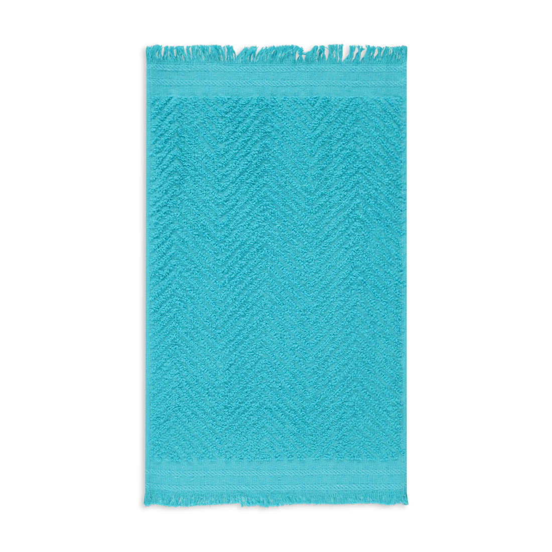 Textured fringed guest towel turquoise-TURQUOISE-GUEST