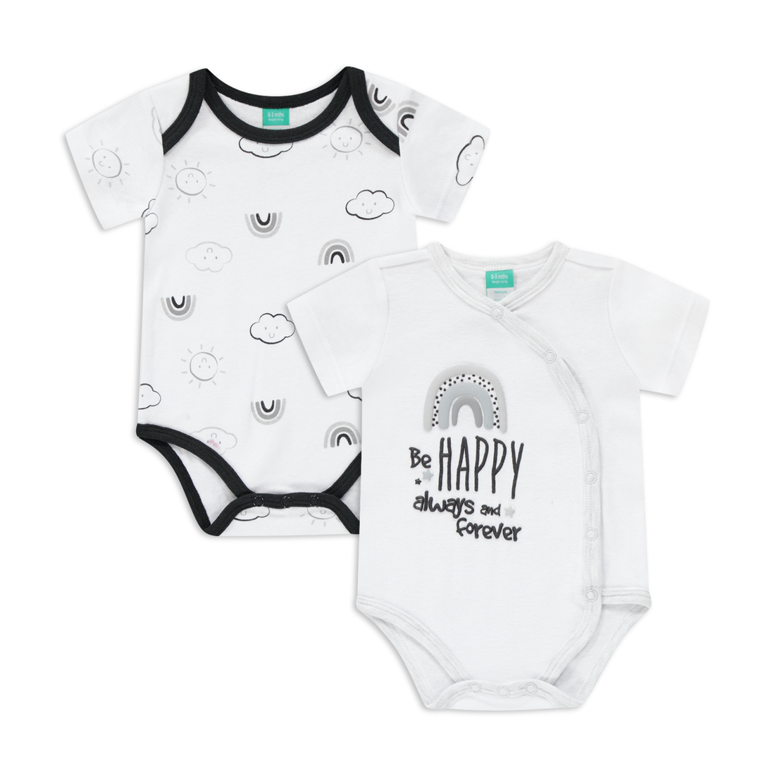 2PK SS BODYVEST MFW UNI BLK/WHT/G.MEL-BLACK-6-12 MTHS