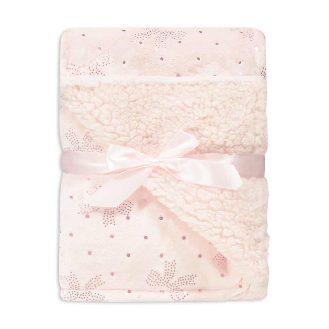 PINK BOWS FOIL STYLED BLANKET-LIGHT PINK-75X100 CM