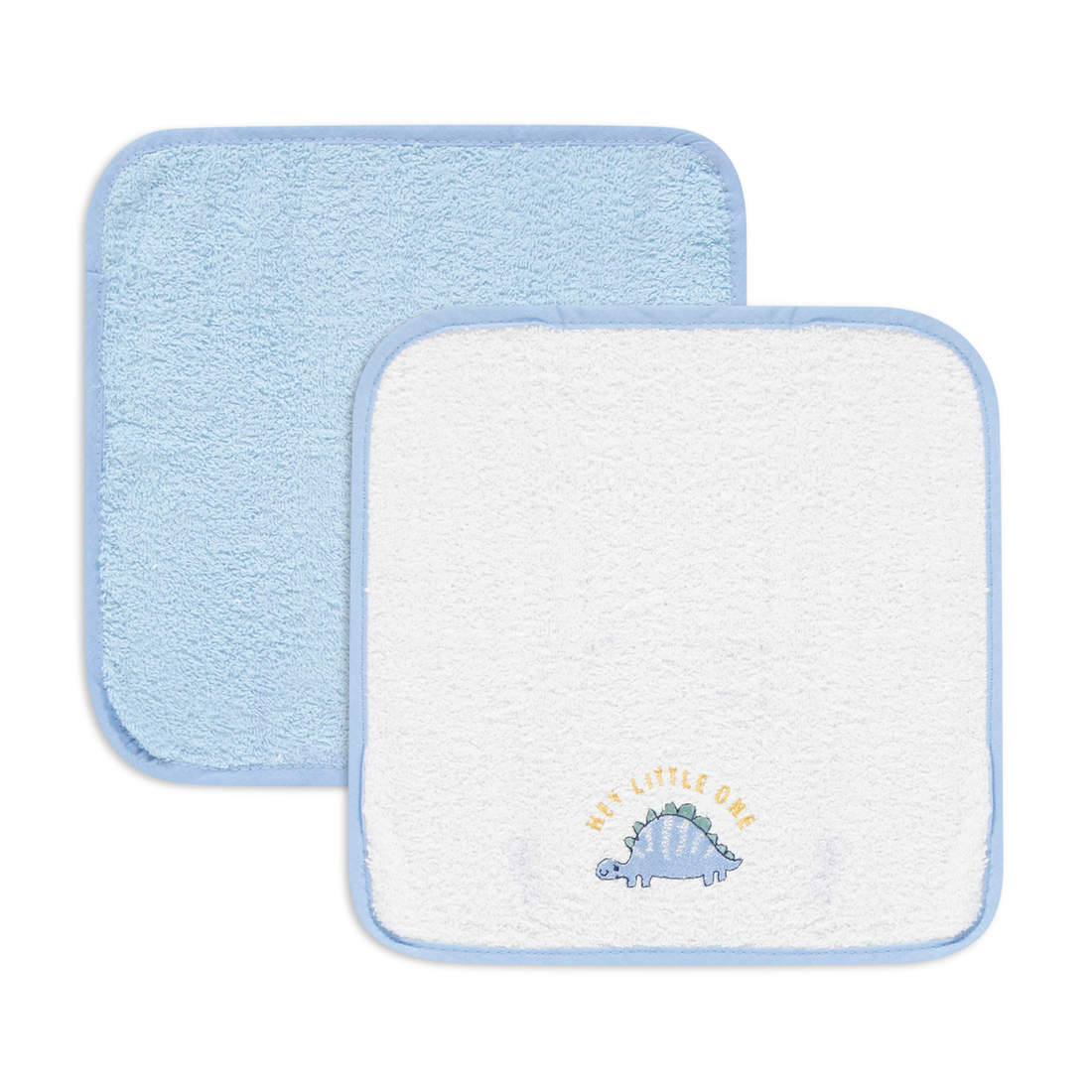 BLUE DINO 2PK FACE CLOTHS EMBROIDERY-LIGHT BLUE-ONE SIZE