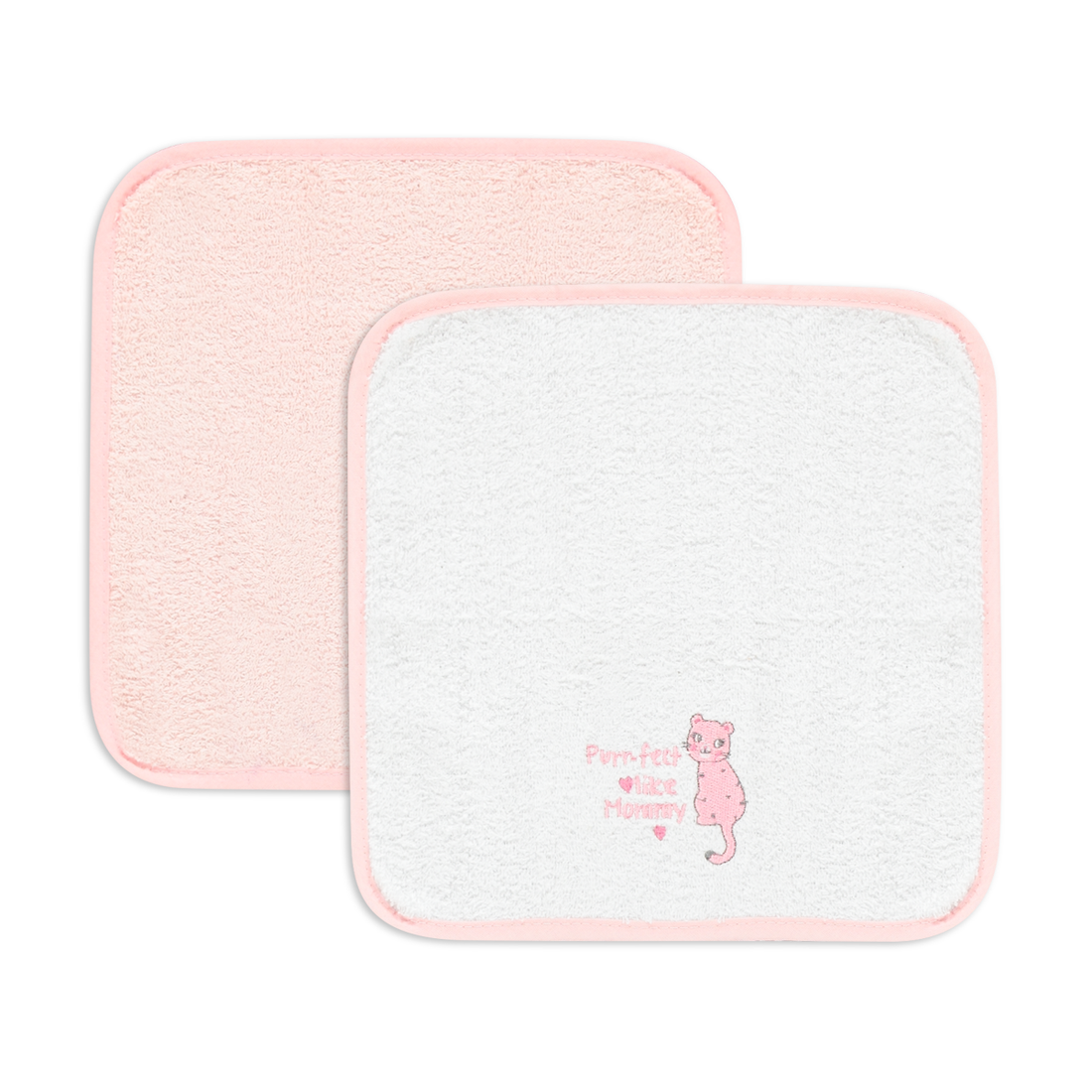 PINK TIGER 2PK FACE CLOTHS EMBROIDERY-LIGHT PINK-ONE SIZE