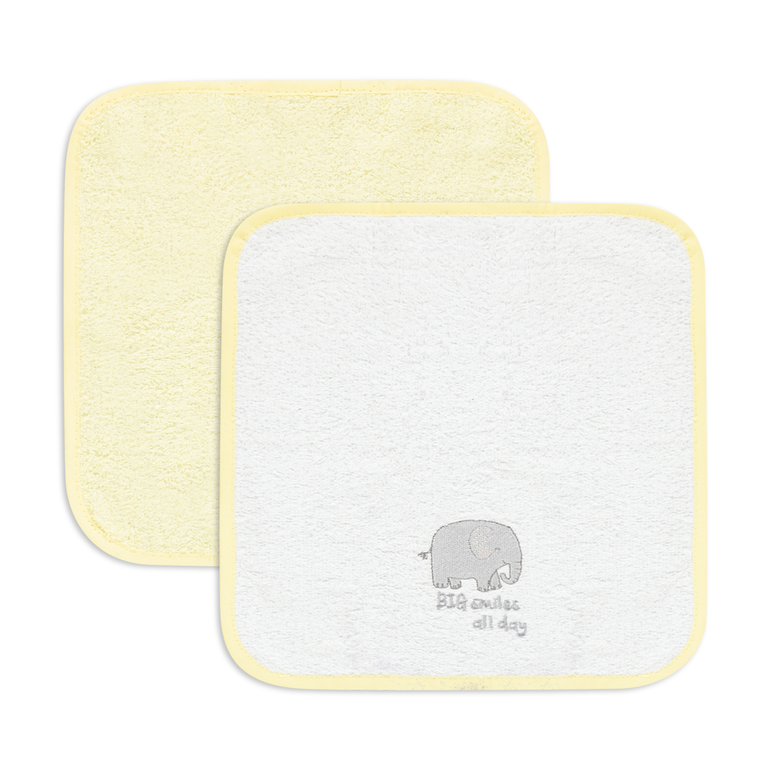 LEMON SAFARI 2PK FACE CLOTHS EMBROIDERY-LEMON-ONE SIZE