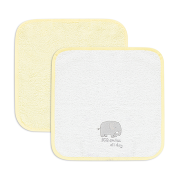 LEMON SAFARI 2PK FACE CLOTHS EMBROIDERY-LEMON-ONE SIZE