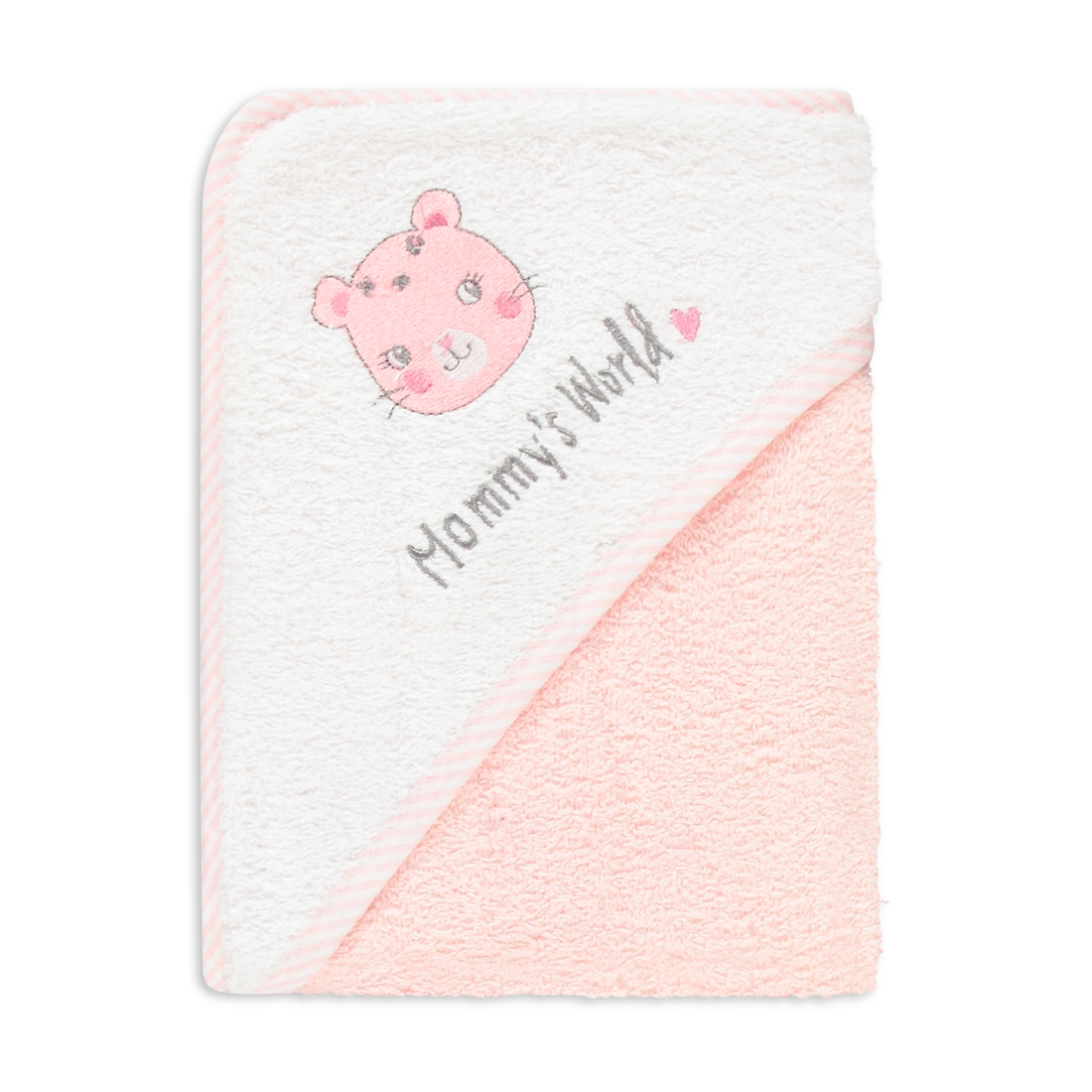 PINK TIGER HOODED TOWEL-LIGHT PINK-75X75 CM