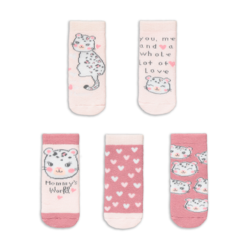 PINK ANIMAL PRINT NB 5PK SOCKS-LIGHT PINK-NEW BORN