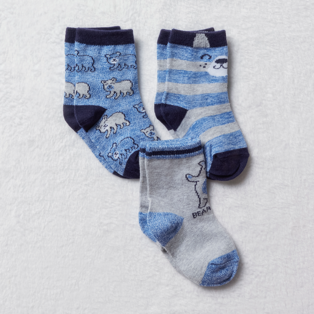 BLUE ICE BEAR 3PK TB SOCKS-LIGHT BLUE-3 - 5 1/2