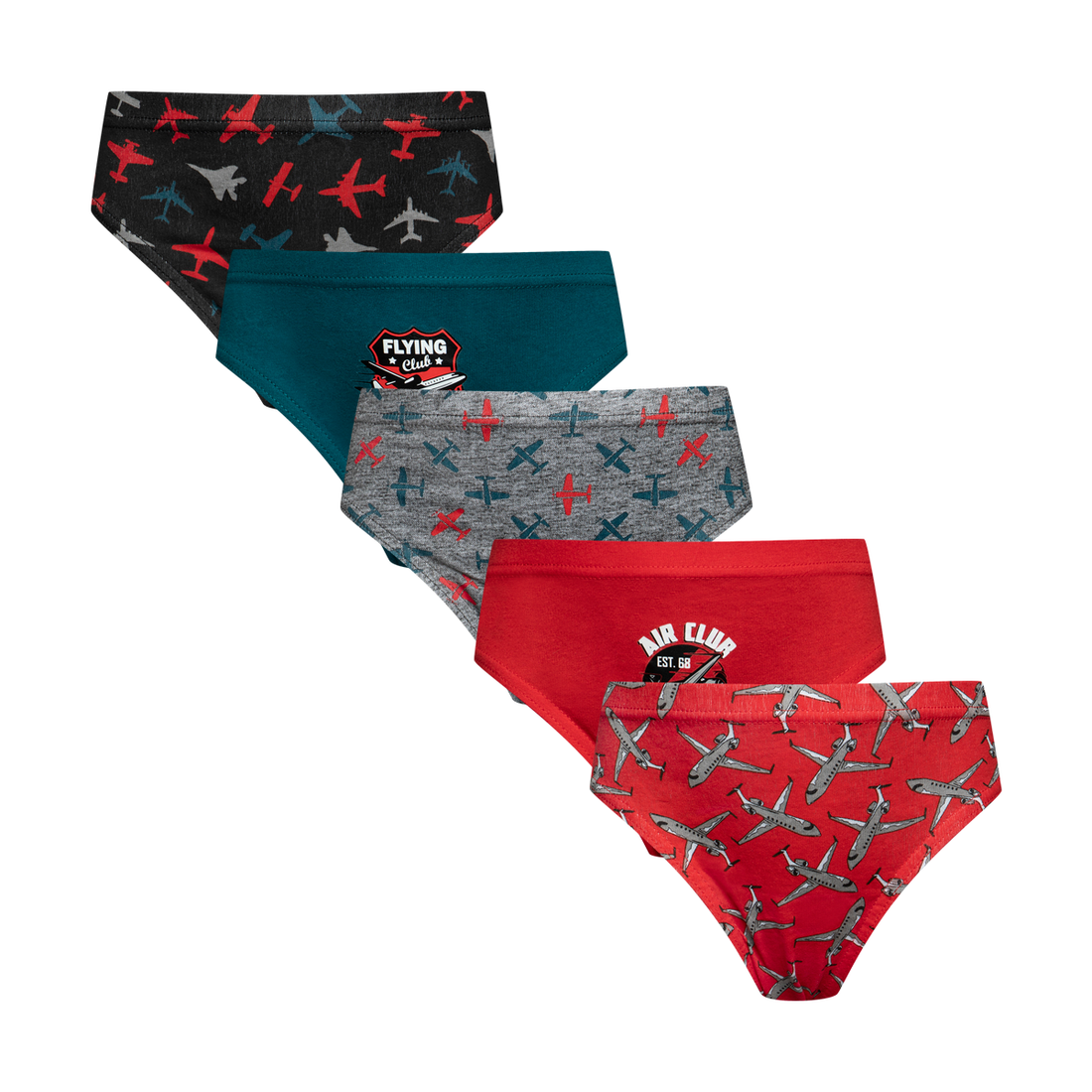 PB 5PK PRINT MINI BRIEF RED W22-BRIGHT RED-6-7 YRS