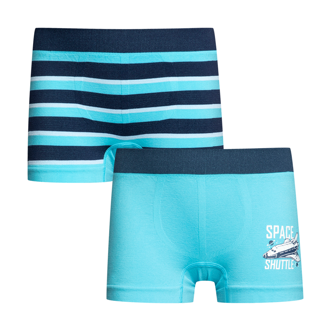 2 Pack space shuttle seamless boxer blue-TURQUOISE-5-7 YRS