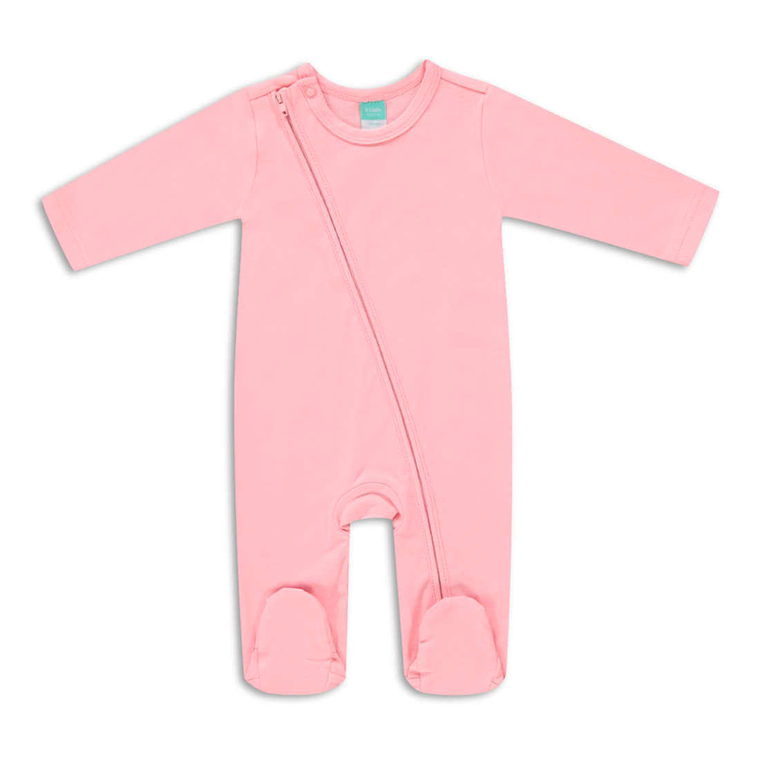 SALMON ROSE COTTON LYCRA PLAIN BABYGROW-LIGHT PINK-0-3 MTHS