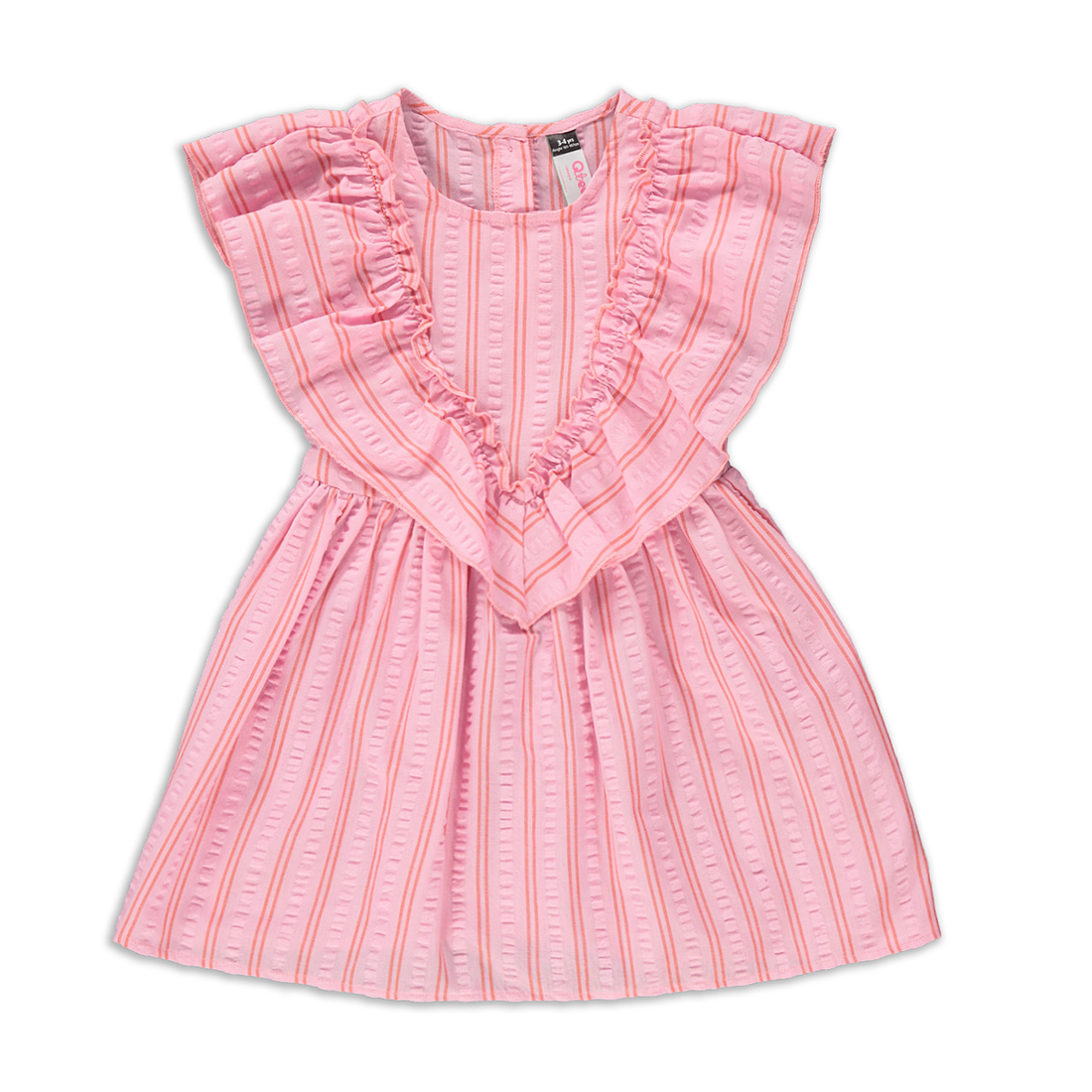 Stripe Flounce Dress Prism Pink and Red-LIGHT PINK-3-4 YRS